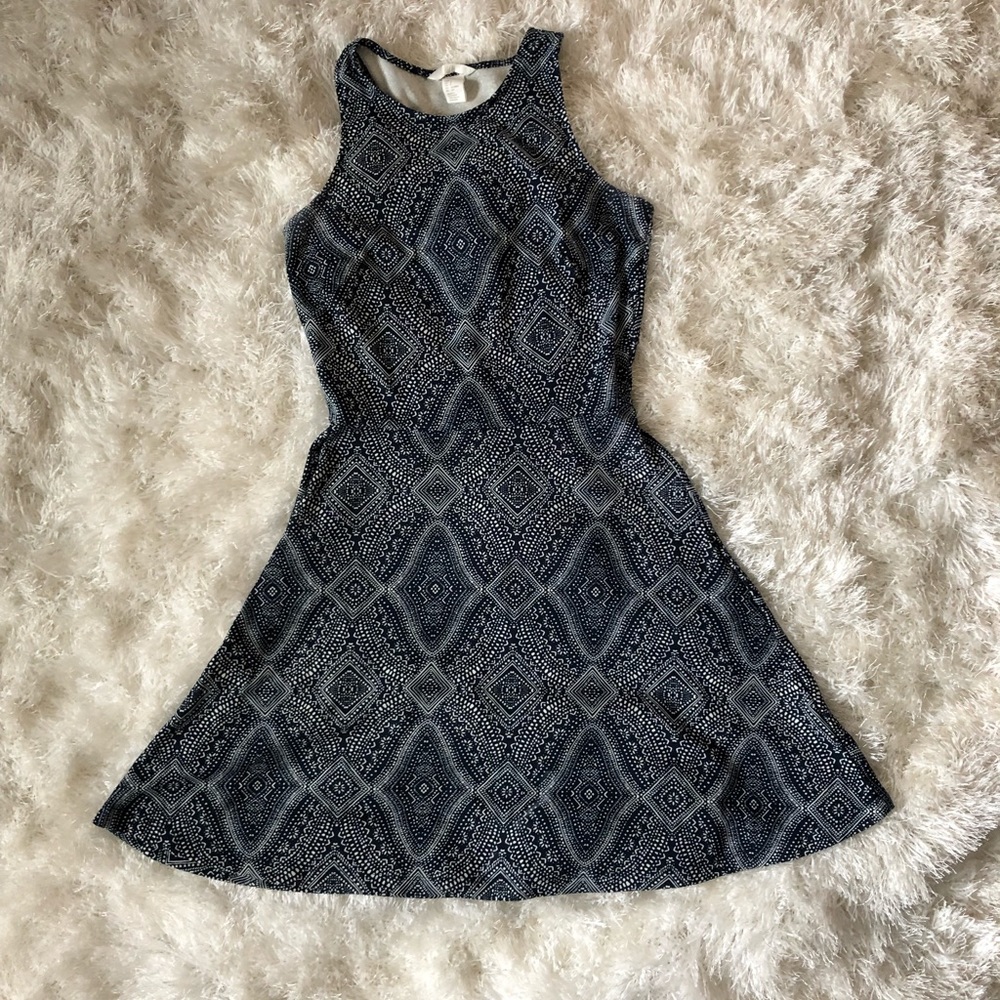 Blue patterned mini dress